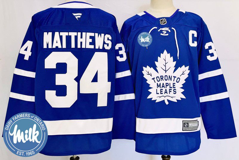 Men Toronto Maple Leafs #34 Matthews Blue Fanatics 2025 NHL Jersey style 1